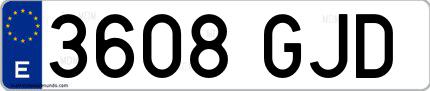 Ejemplo de matrícula española 3608 GJD