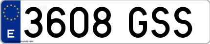 Ejemplo de matrícula española 3608 GSS