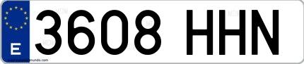 Ejemplo de matrícula española 3608 HHN