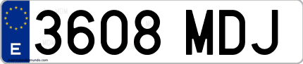 Ejemplo de matrícula de coche ordinaria 3608 MDJ