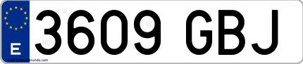 Ejemplo de matrícula española 3609 GBJ
