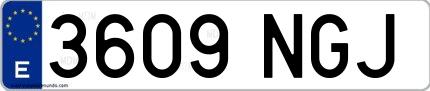 Ejemplo de matrícula española 3609 NGJ