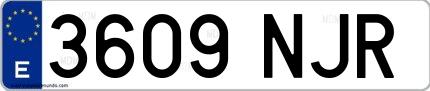 Ejemplo de matrícula española 3609 NJR