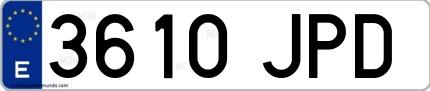 Ejemplo de matrícula española 3610 JPD