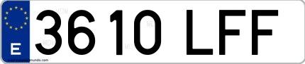 Ejemplo de matrícula de coche ordinaria 3610 LFF