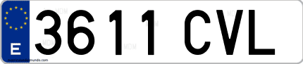 Ejemplo de matrícula de coche ordinaria 3611 CVL
