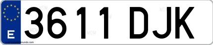 Ejemplo de matrícula española 3611 DJK