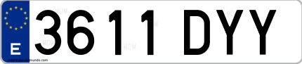 Ejemplo de matrícula de coche ordinaria 3611 DYY