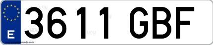 Ejemplo de matrícula española 3611 GBF