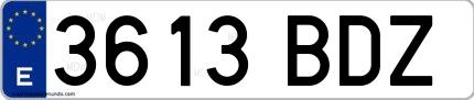 Ejemplo de matrícula española 3613 BDZ