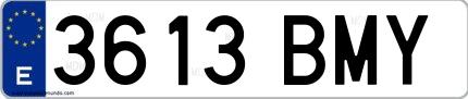 Ejemplo de matrícula de coche ordinaria 3613 BMY