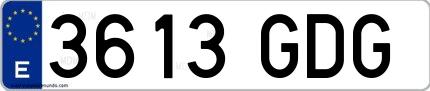 Ejemplo de matrícula española 3613 GDG