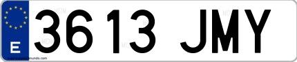 Ejemplo de matrícula española 3613 JMY