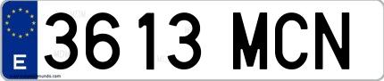 Ejemplo de matrícula española 3613 MCN