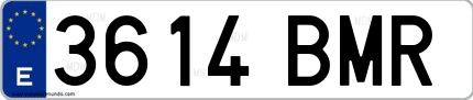 Ejemplo de matrícula española 3614 BMR