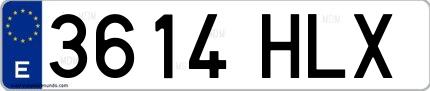Ejemplo de matrícula española 3614 HLX