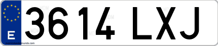 Ejemplo de matrícula de coche ordinaria 3614 LXJ