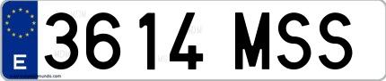 Ejemplo de matrícula española 3614 MSS