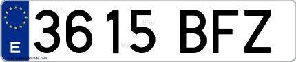 Ejemplo de matrícula española 3615 BFZ