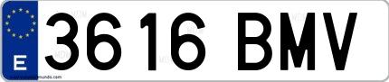 Ejemplo de matrícula española 3616 BMV