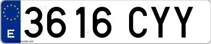 Ejemplo de matrícula española 3616 CYY