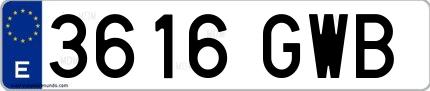 Ejemplo de matrícula española 3616 GWB