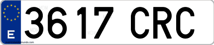 Ejemplo de matrícula de coche ordinaria 3617 CRC