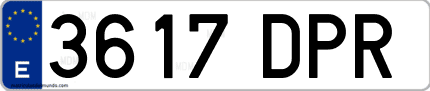 Ejemplo de matrícula de coche ordinaria 3617 DPR
