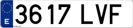 Ejemplo de matrícula de coche ordinaria 3617 LVF