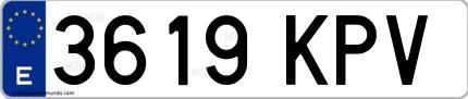 Ejemplo de matrícula española 3619 KPV