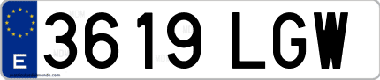 Ejemplo de matrícula de coche ordinaria 3619 LGW
