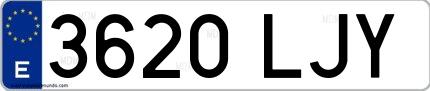 Ejemplo de matrícula española 3620 LJY
