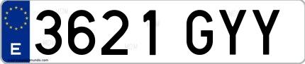 Ejemplo de matrícula de coche ordinaria 3621 GYY