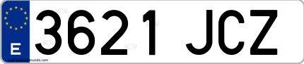 Ejemplo de matrícula española 3621 JCZ
