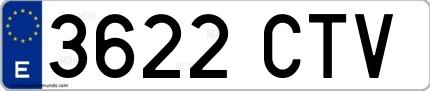 Ejemplo de matrícula española 3622 CTV