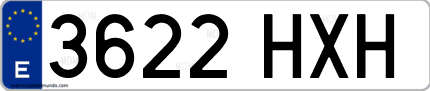 Ejemplo de matrícula de coche ordinaria 3622 HXH