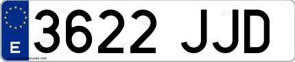 Ejemplo de matrícula española 3622 JJD