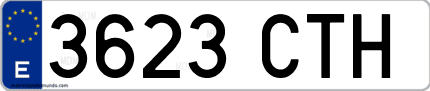 Ejemplo de matrícula de coche ordinaria 3623 CTH