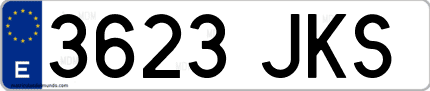 Ejemplo de matrícula de coche ordinaria 3623 JKS