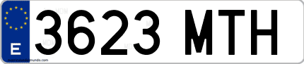 Ejemplo de matrícula de coche ordinaria 3623 MTH