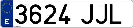 Ejemplo de matrícula española 3624 JJL