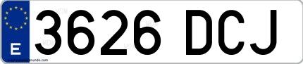 Ejemplo de matrícula española 3626 DCJ