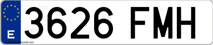 Ejemplo de matrícula de coche ordinaria 3626 FMH