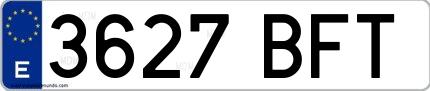 Ejemplo de matrícula española 3627 BFT