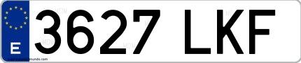 Ejemplo de matrícula española 3627 LKF