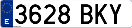 Ejemplo de matrícula de coche ordinaria 3628 BKY