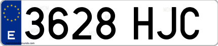 Ejemplo de matrícula de coche ordinaria 3628 HJC