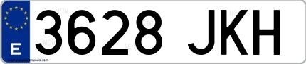 Ejemplo de matrícula española 3628 JKH
