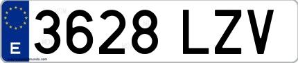 Ejemplo de matrícula española 3628 LZV