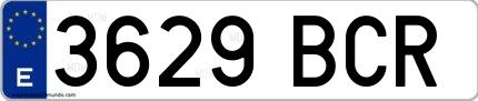 Ejemplo de matrícula española 3629 BCR